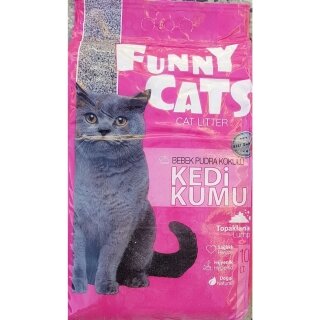 Funny Cats Bebek Pudra Kokulu İnce Taneli 10 lt Kedi Kumu kullananlar yorumlar